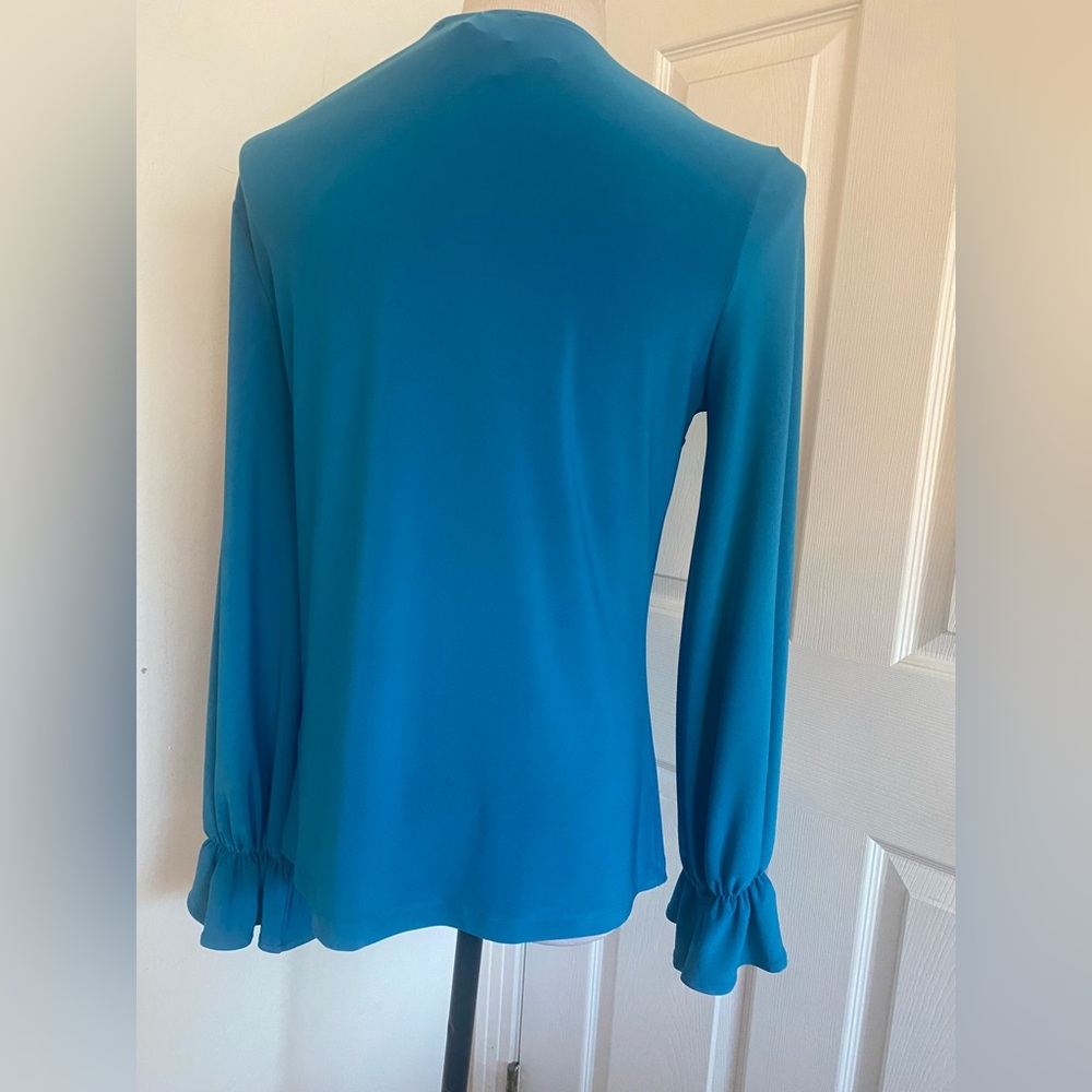 Joseph Ribkoff Pacific Blue Ruffled Cuff Top - Picture 5 of 9